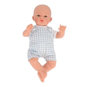 MUÑECO MATEO CON PETO VICHY AZUL