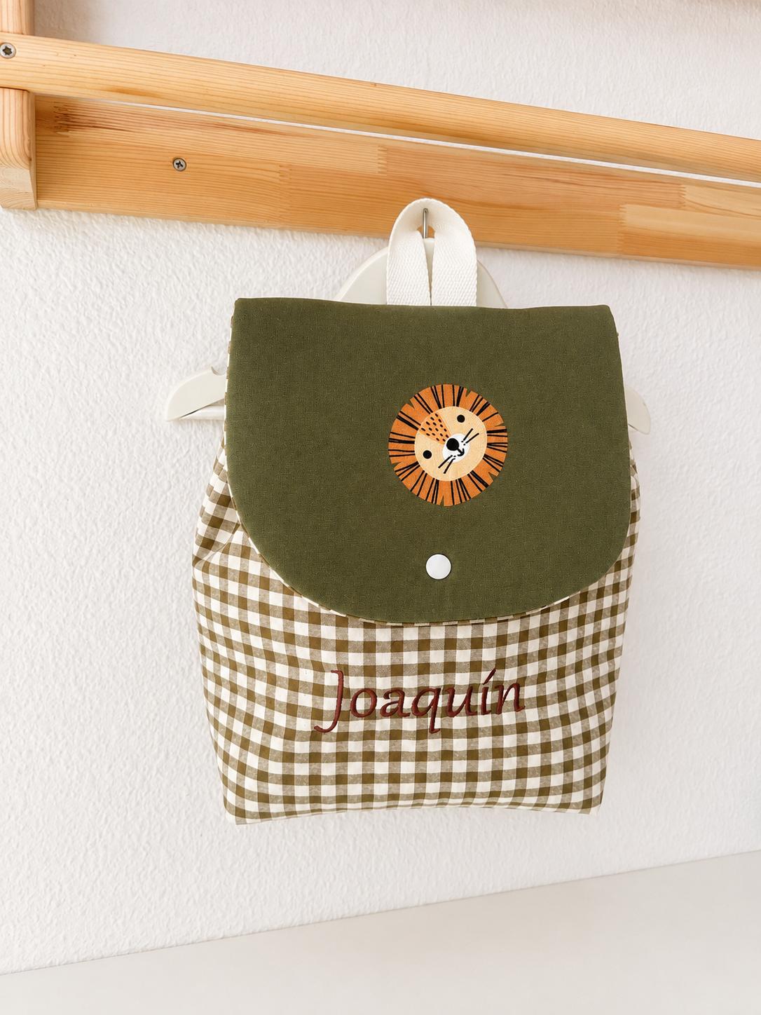 Mochila infantil personalizada – León Vichy Verde